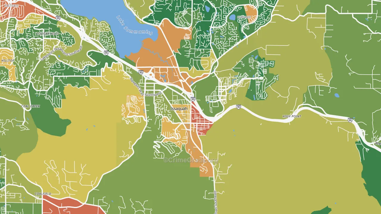 Issaquah, WA Map of Assault Rates