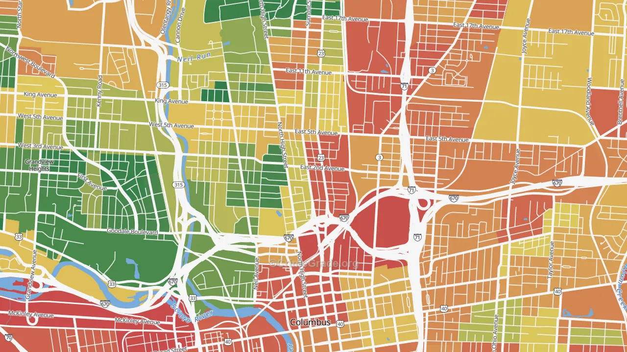 Italian Village, Columbus, OH Map of Assault Rates