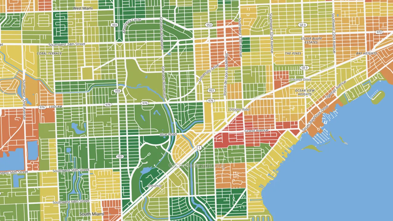 Italian Village, Coral Gables, FL Map of Assault Rates