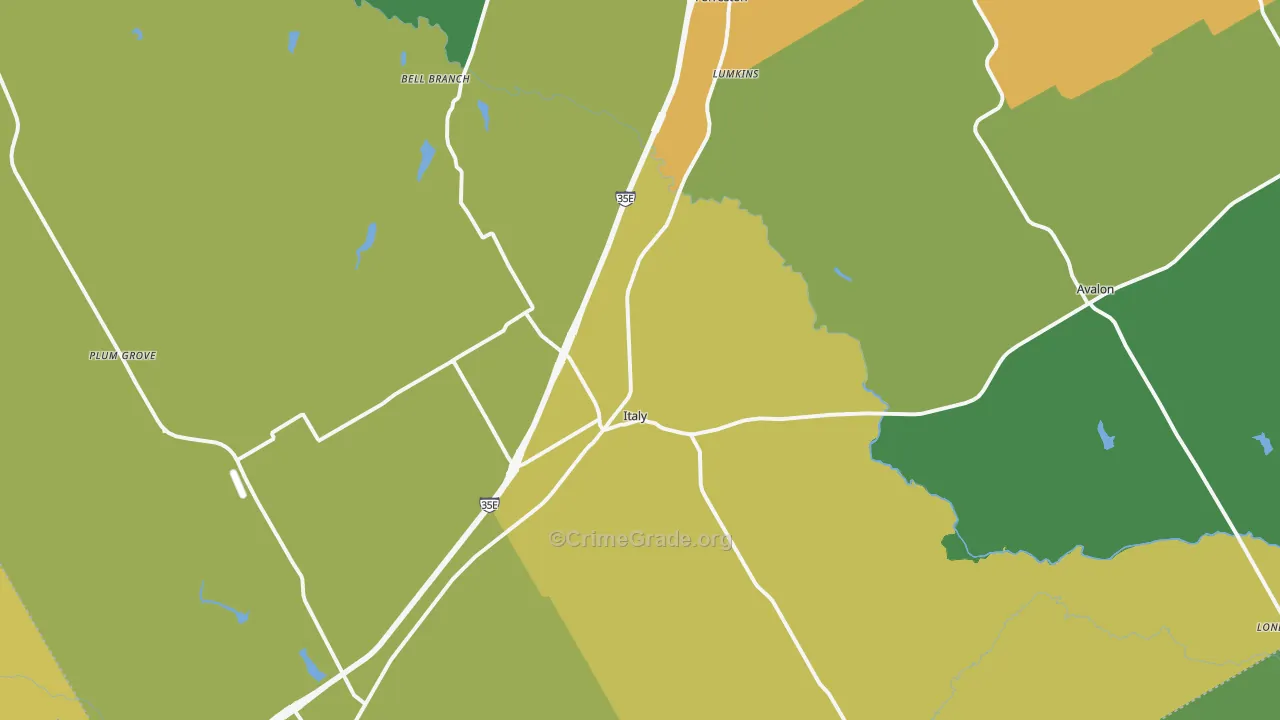 Italy, TX Map of Assault Rates
