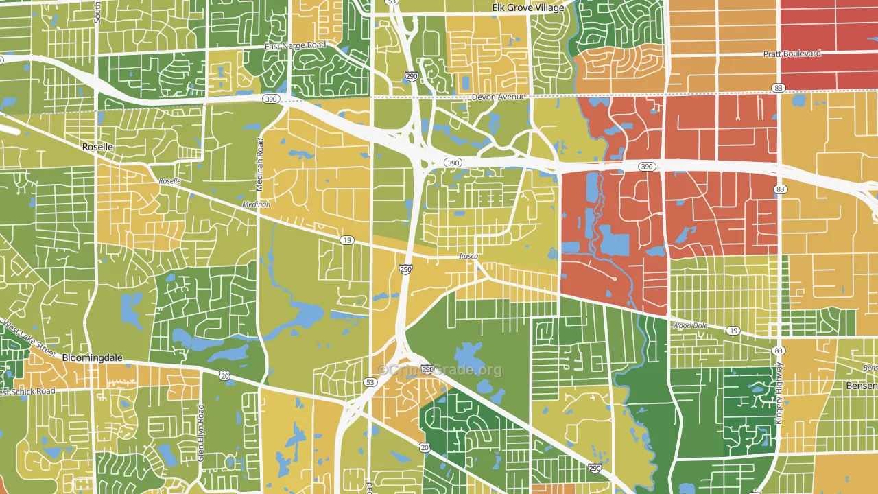 Itasca, IL Map of Assault Rates