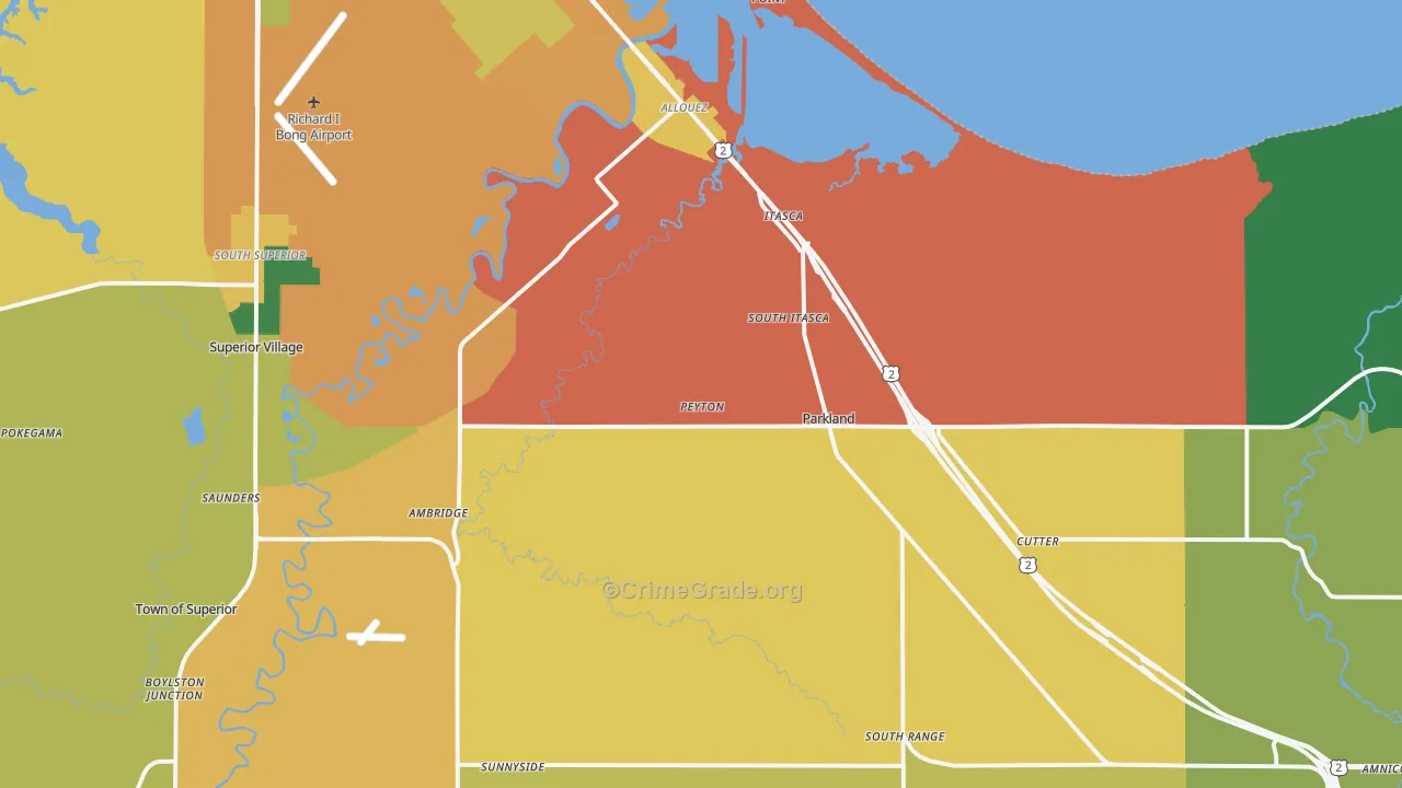 Itasca, WI Map of Assault Rates