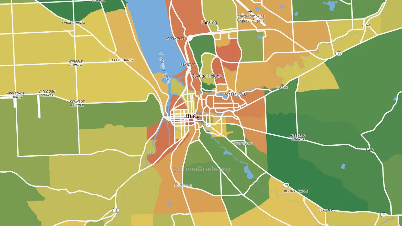 Ithaca, NY Map of Assault Rates