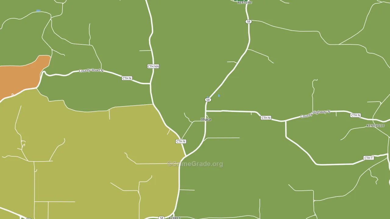 Ithaca, WI Map of Assault Rates