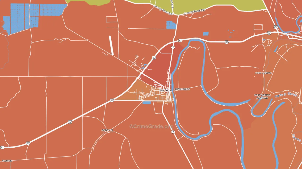 Itta Bena, MS Map of Assault Rates