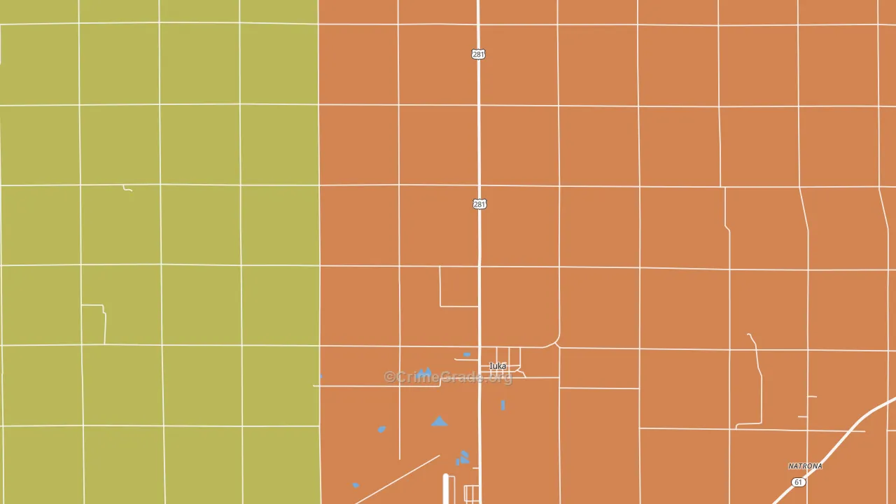 Iuka, KS Map of Assault Rates