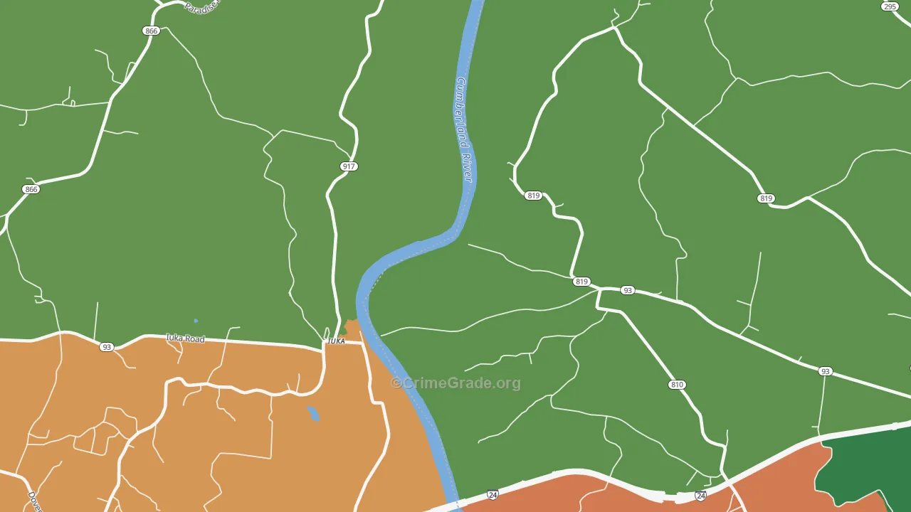 Iuka, KY Map of Assault Rates