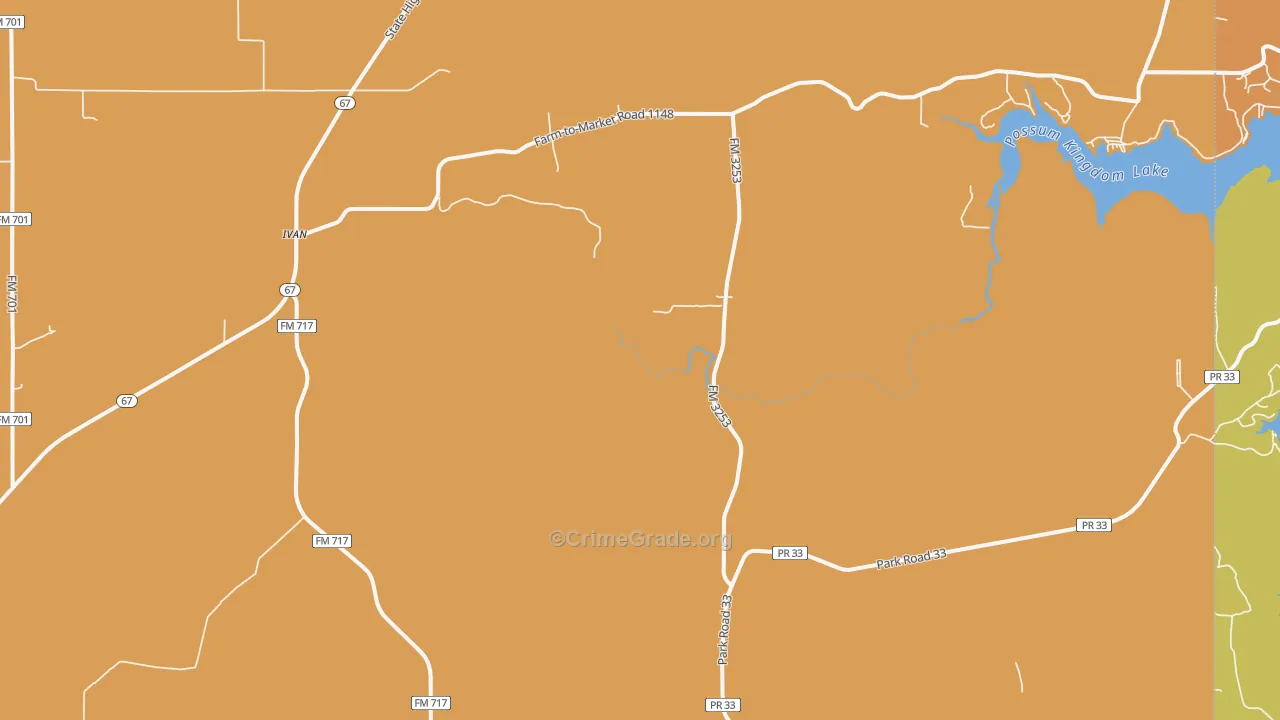Ivan, TX Map of Assault Rates