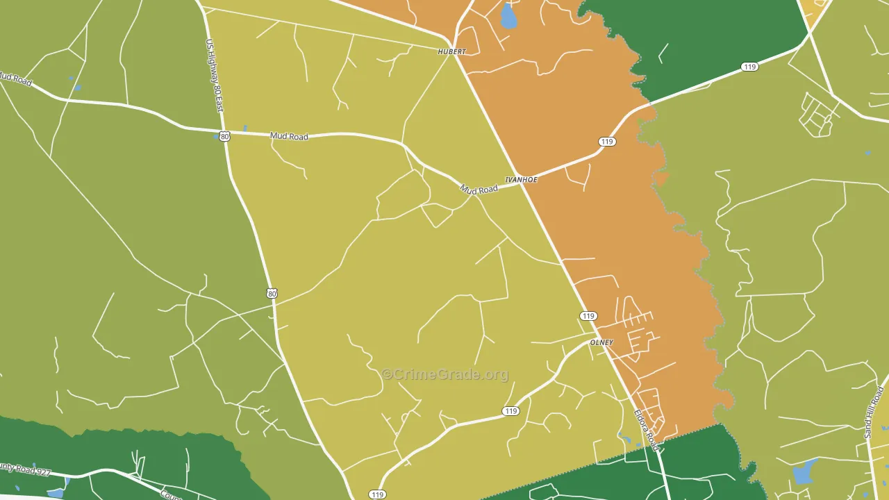 Ivanhoe, GA Map of Assault Rates