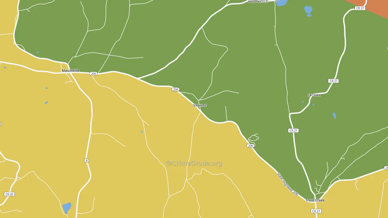 Ivanhoe, NY Map of Assault Rates