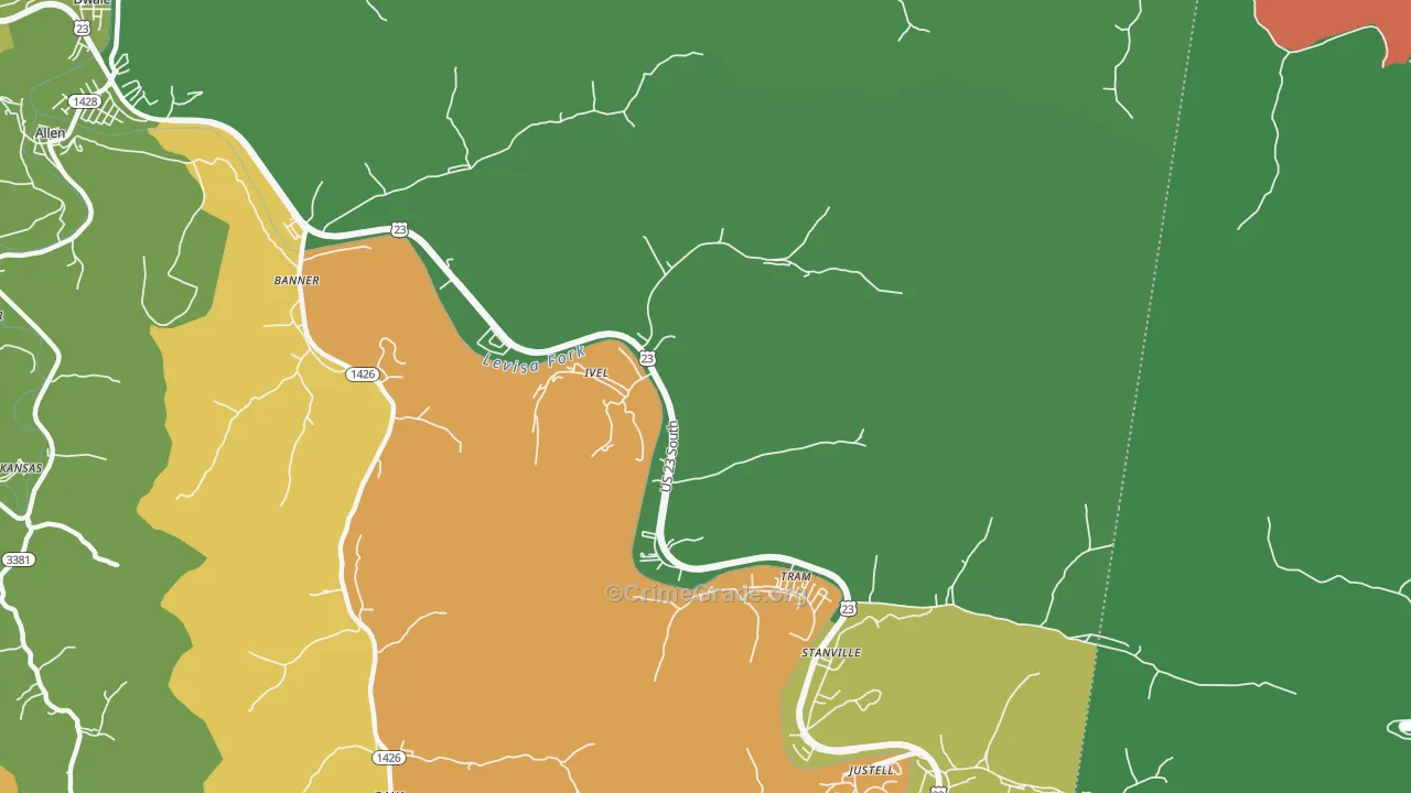 Ivel, KY Map of Assault Rates