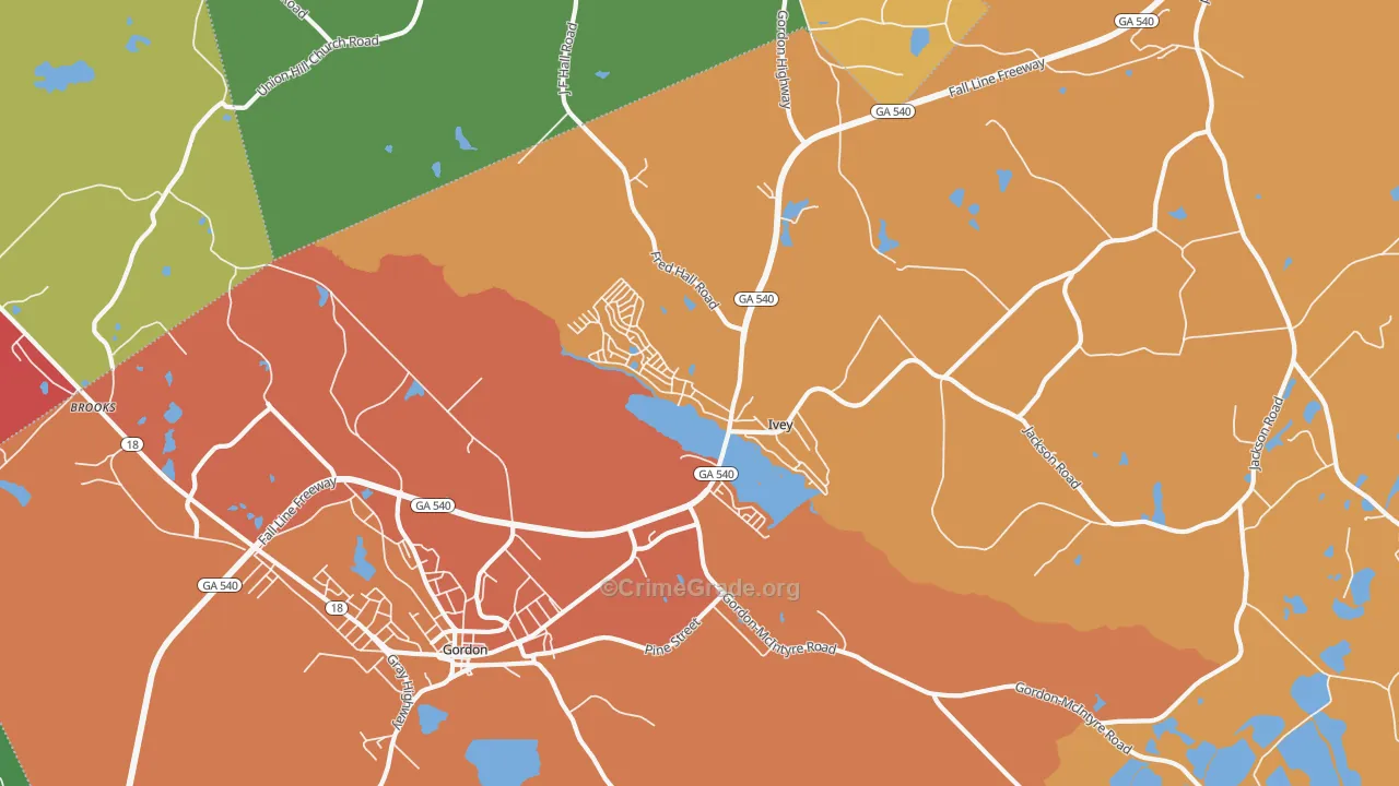 Ivey, GA Map of Assault Rates