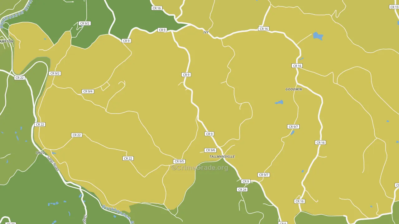 Ivy, WV Map of Assault Rates