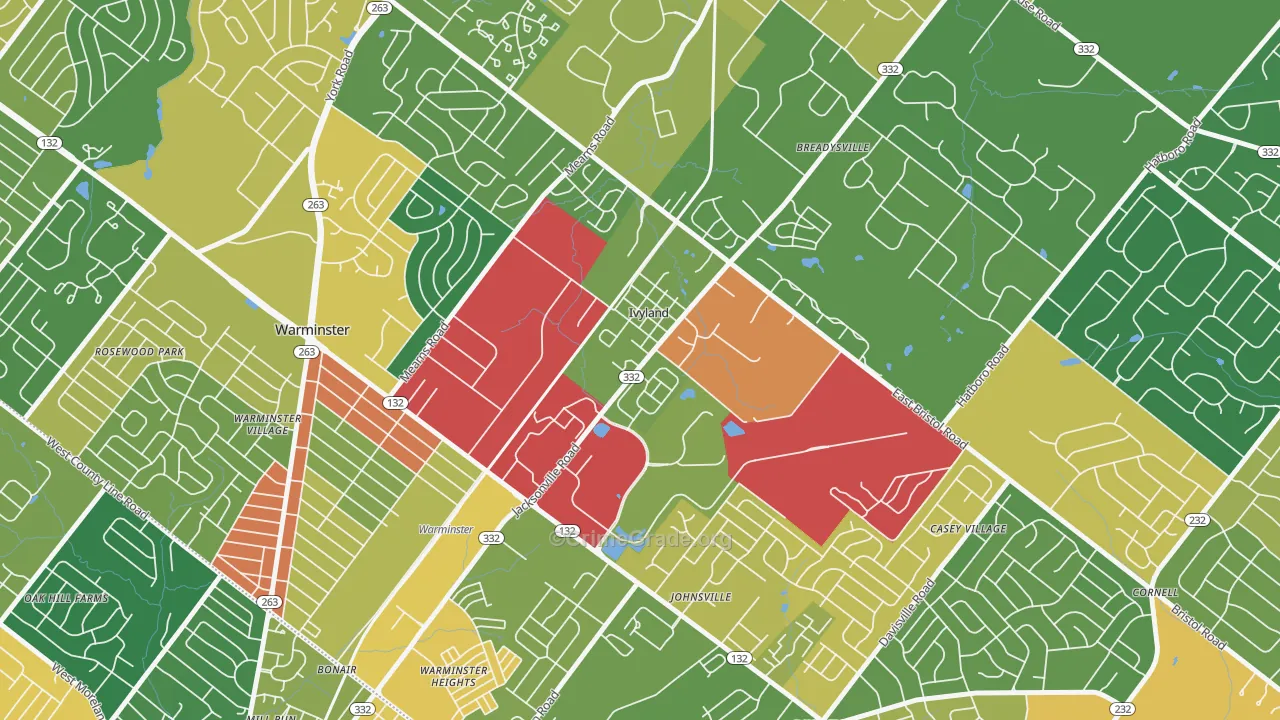 Ivyland, PA Map of Assault Rates
