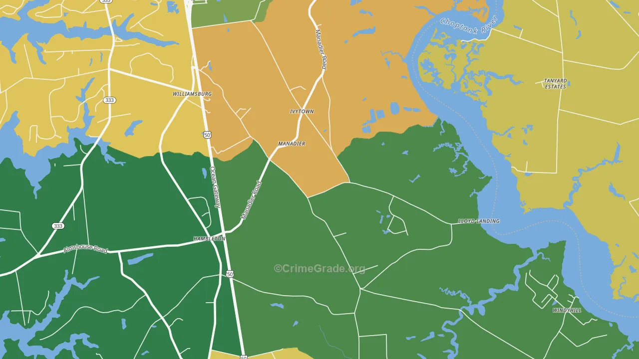 Ivytown, MD Map of Assault Rates