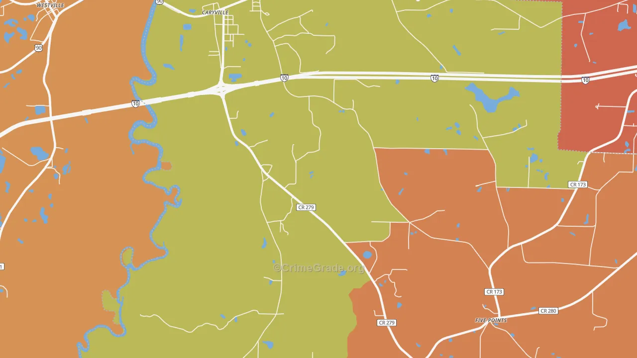 Izagora, FL Map of Assault Rates
