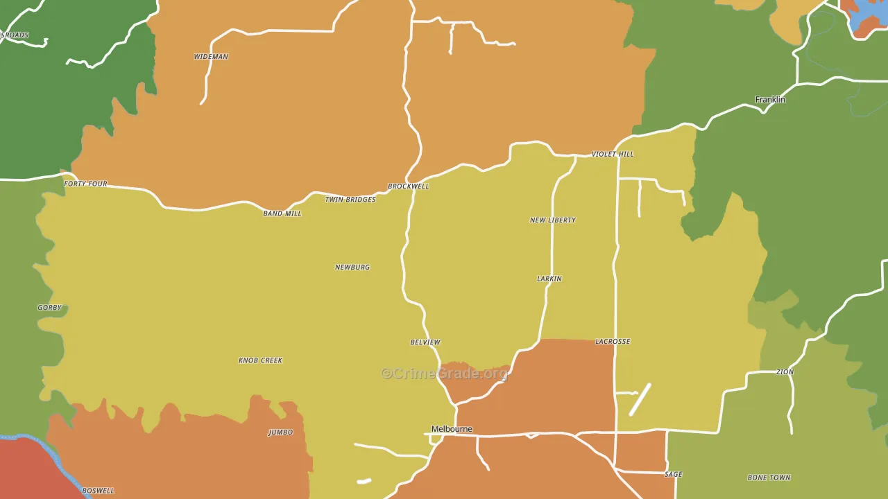 Izard County, AR Map of Assault Rates