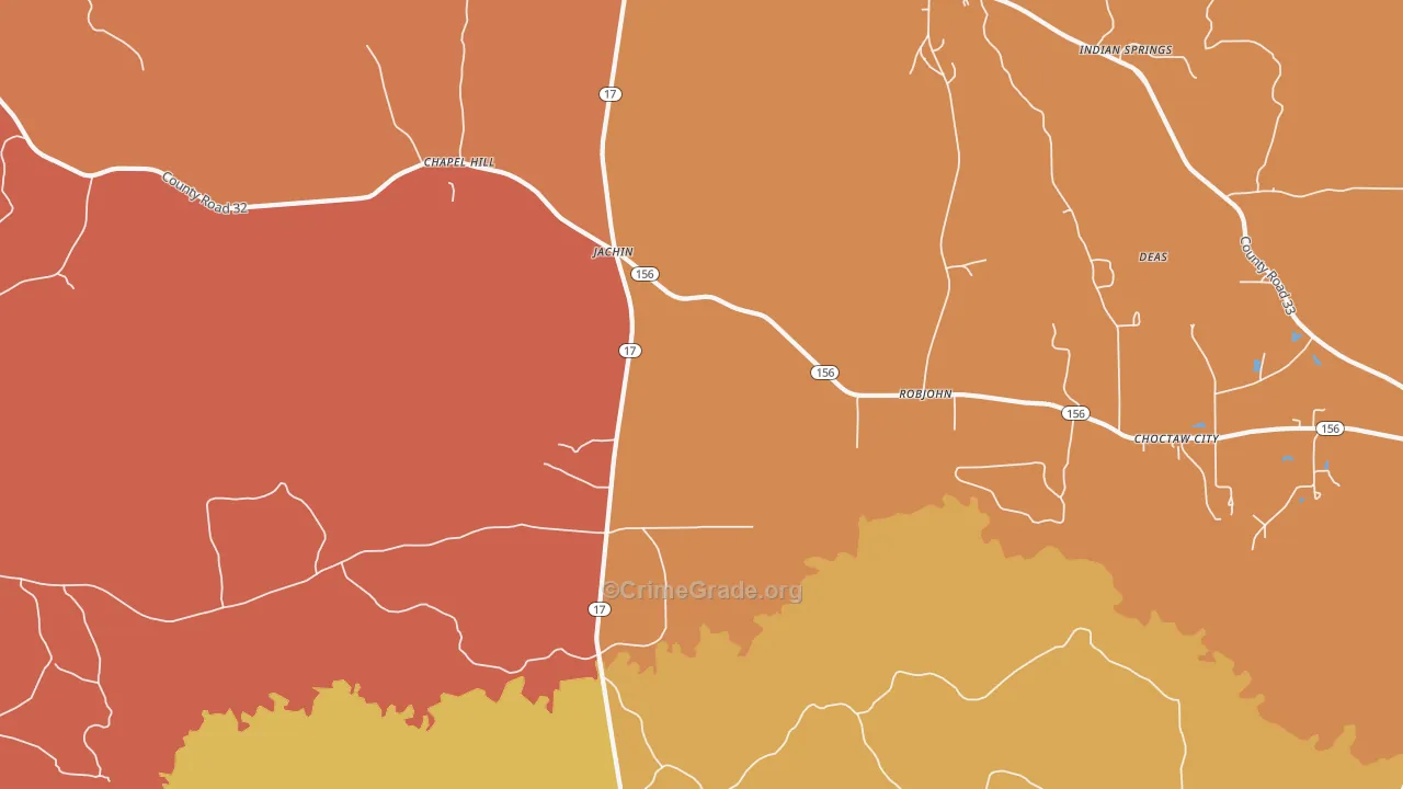Jachin, AL Map of Assault Rates