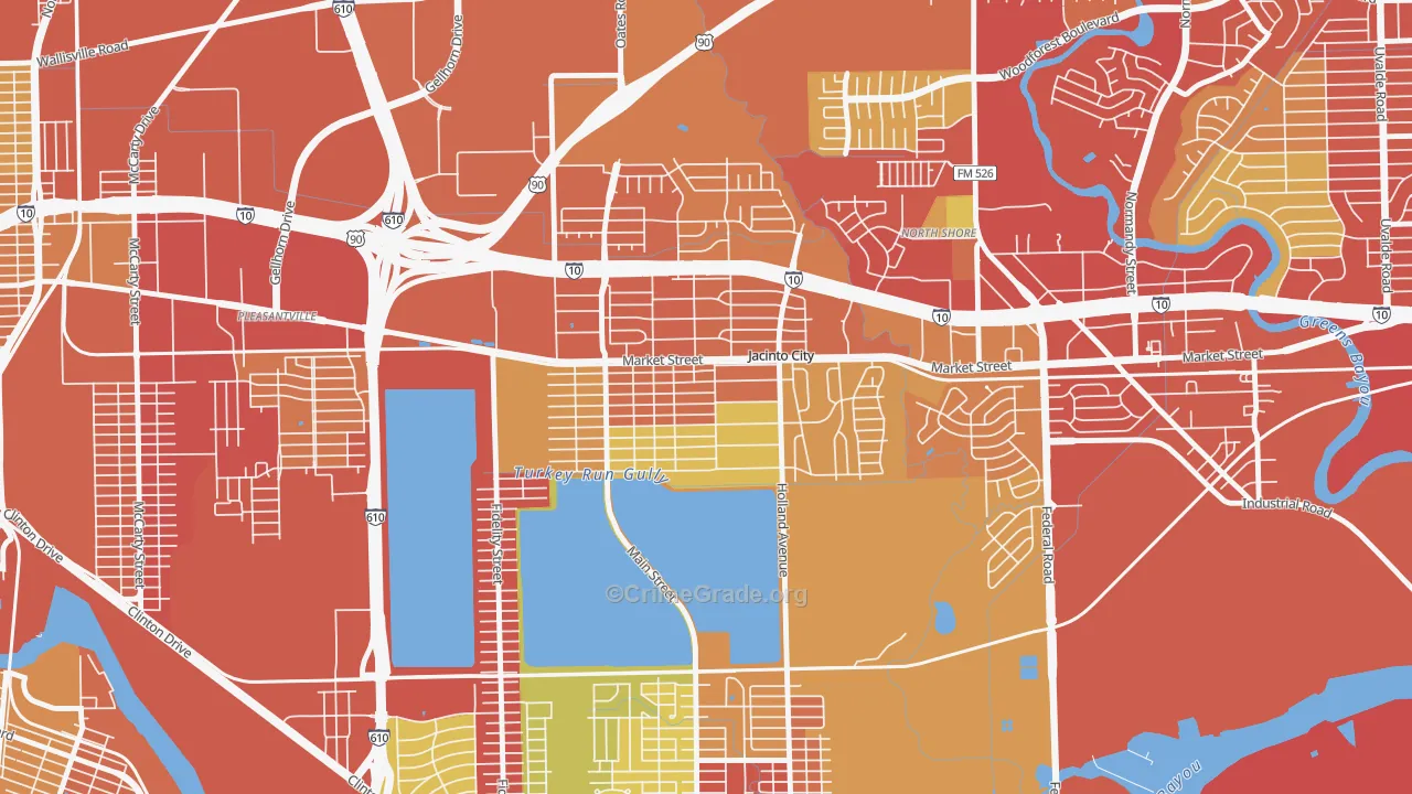 Jacinto City, TX Map of Assault Rates