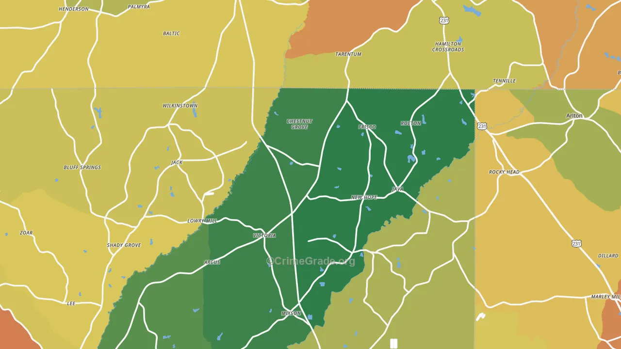 Jack, AL Map of Assault Rates
