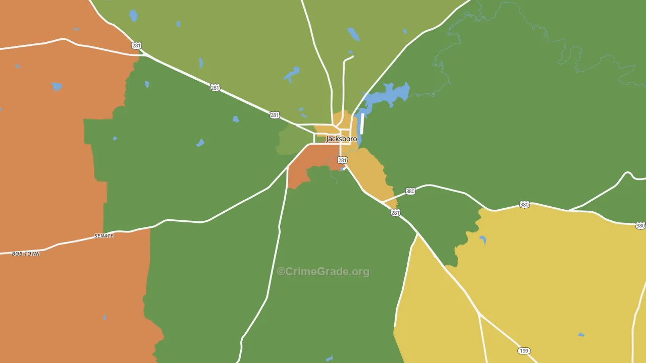 Jack County, TX Map of Assault Rates