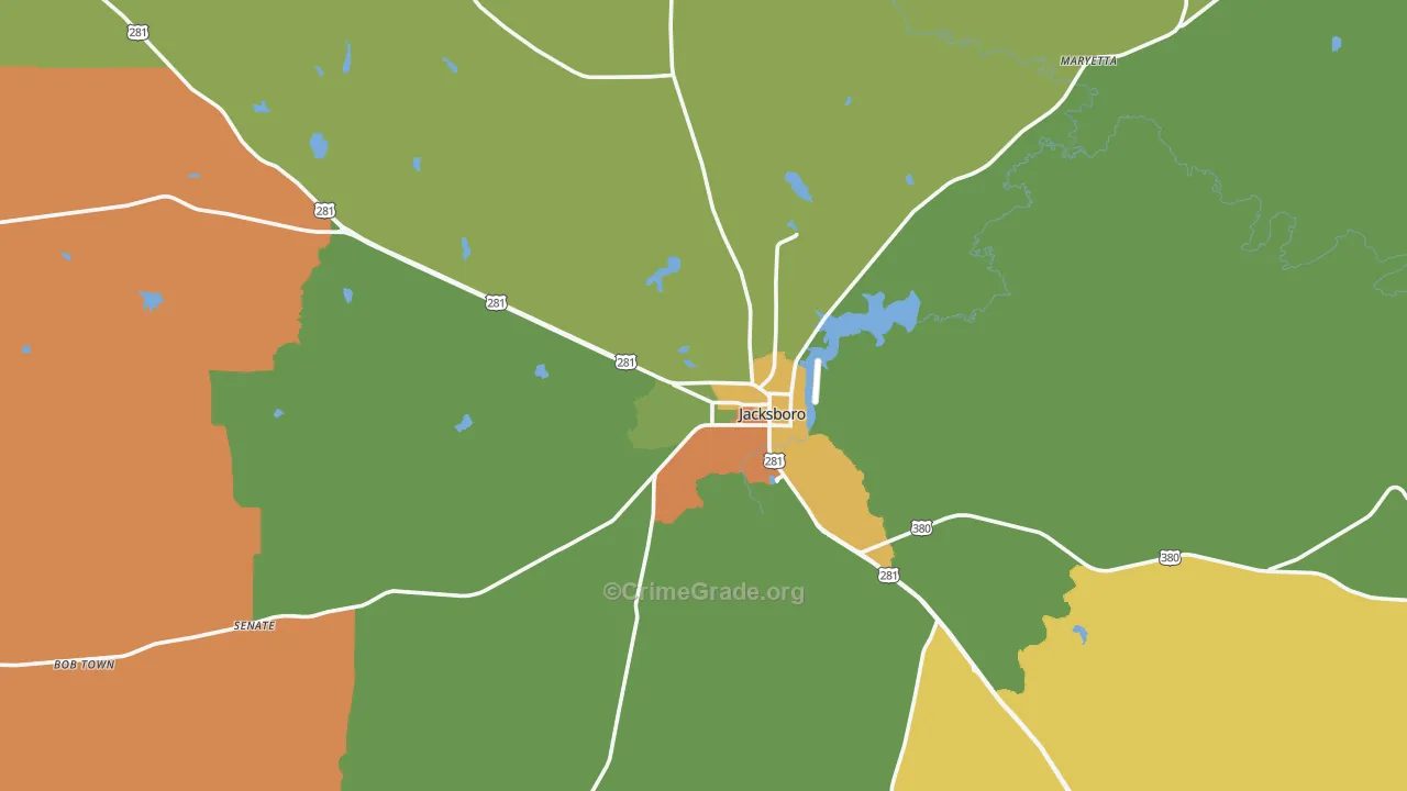 Jacksboro, TX Map of Assault Rates