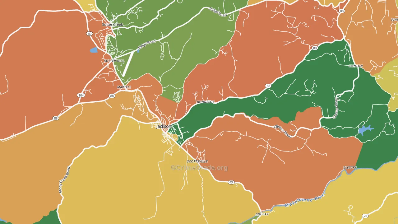 Jackson, CA Map of Assault Rates