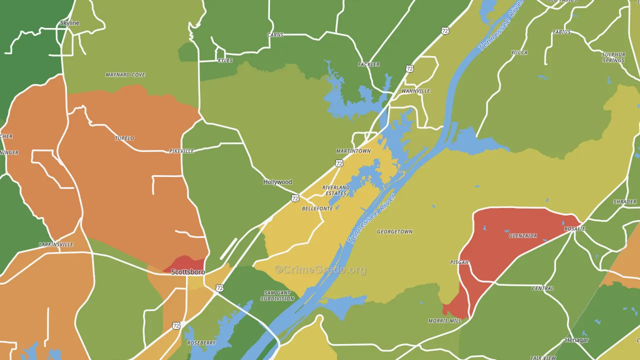 Jackson County, AL Map of Assault Rates