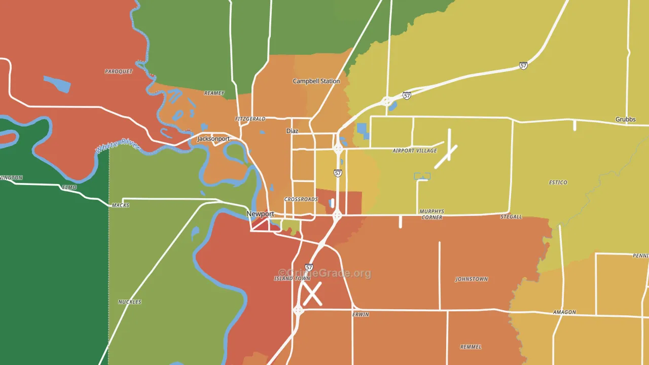 Jackson County, AR Map of Assault Rates