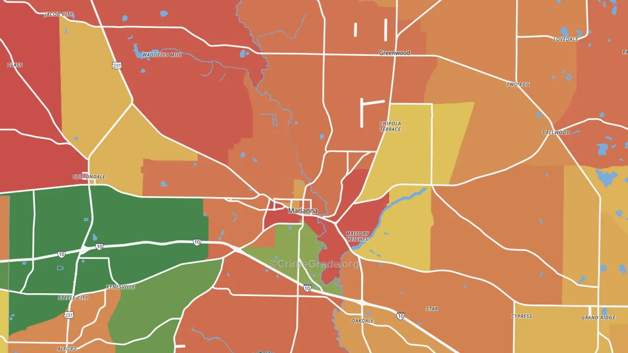 Jackson County, FL Map of Assault Rates