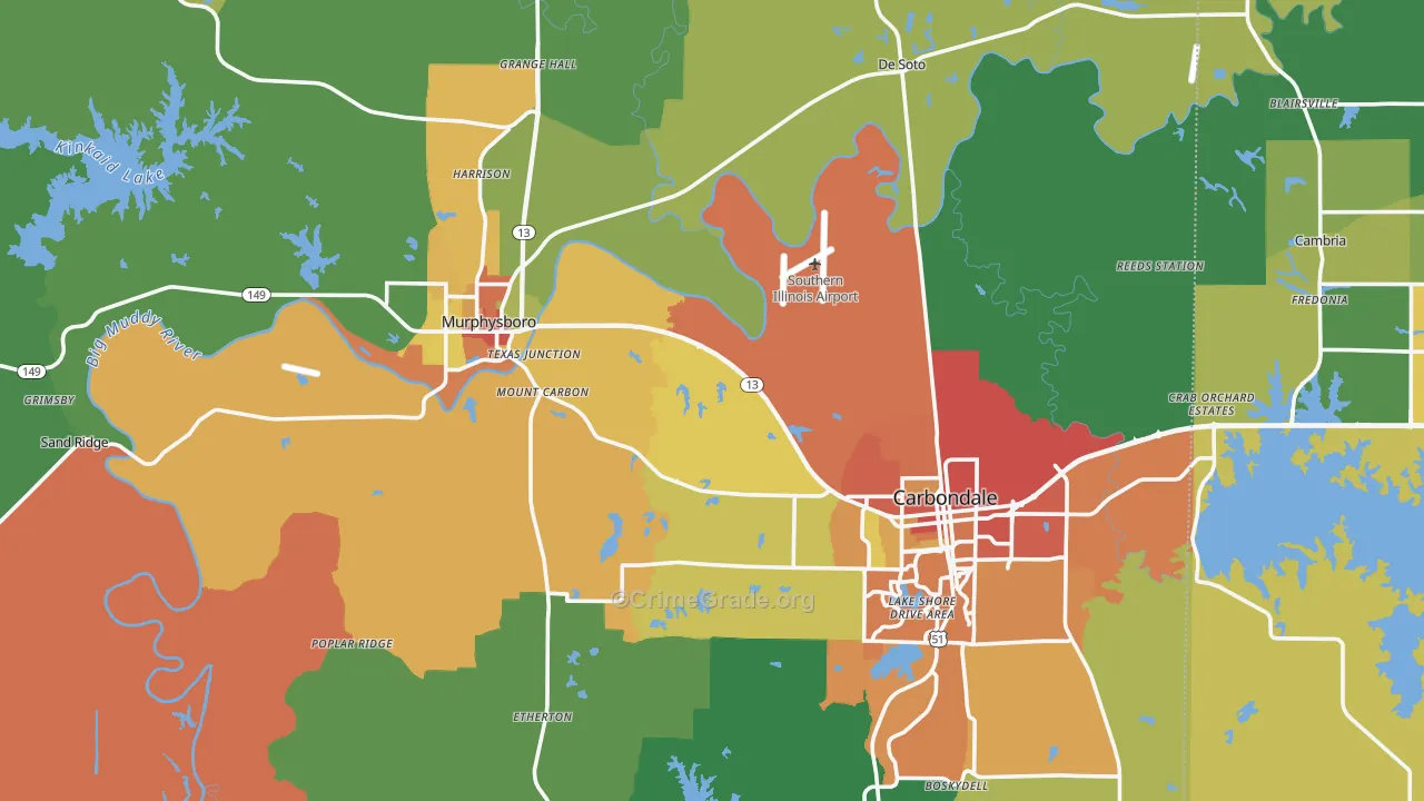 Jackson County, IL Map of Assault Rates