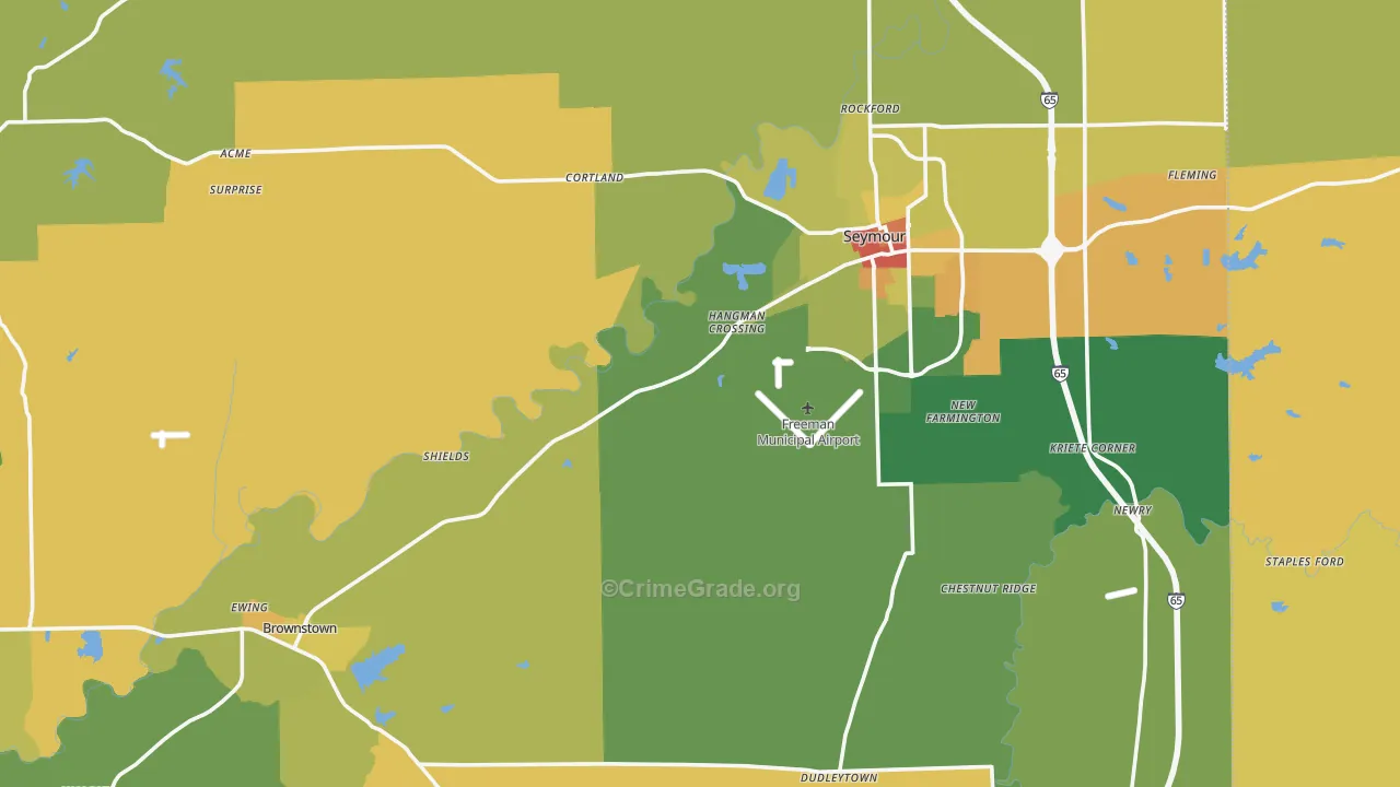 Jackson County, IN Map of Assault Rates