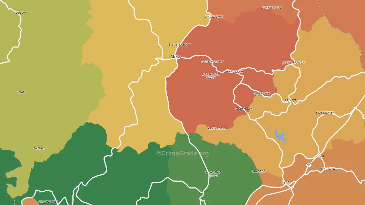 Jackson County, KY Map of Assault Rates