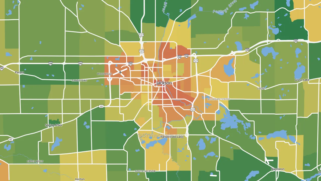 Jackson County, MI Map of Assault Rates