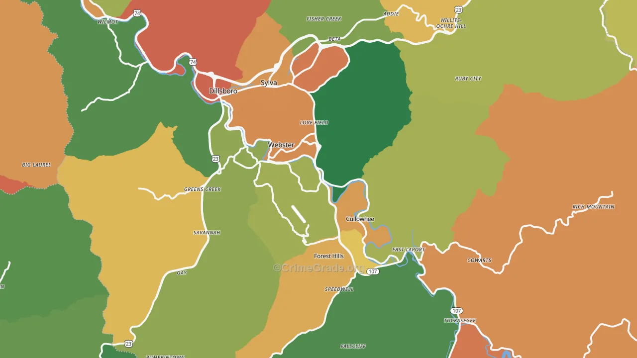 Jackson County, NC Map of Assault Rates