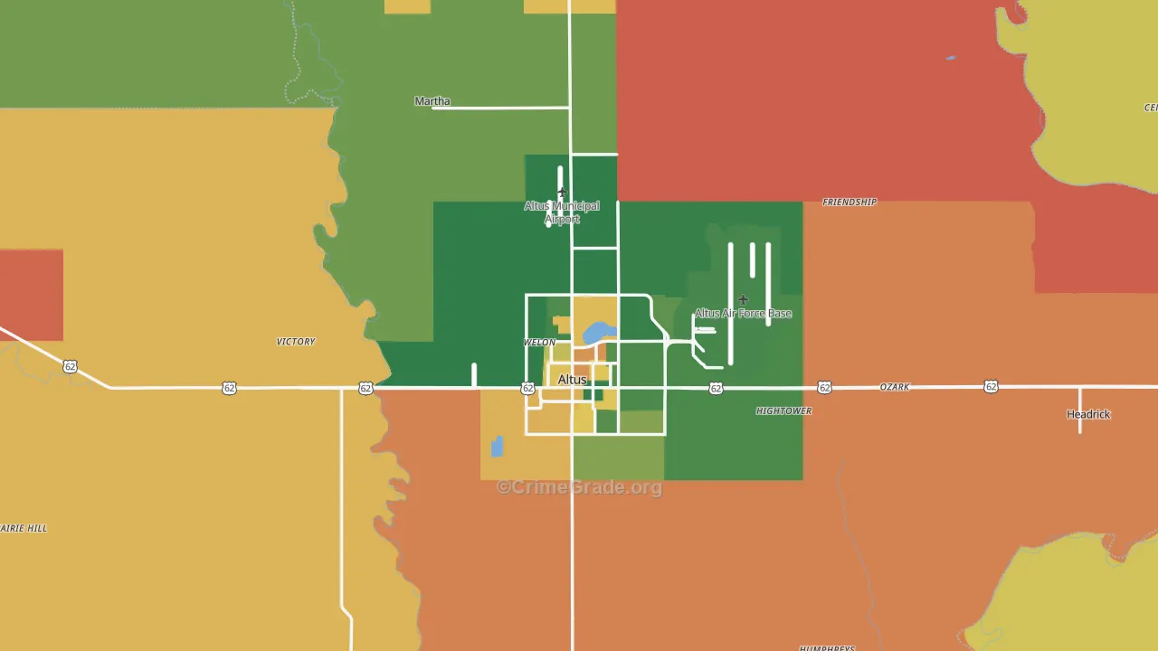 Jackson County, OK Map of Assault Rates