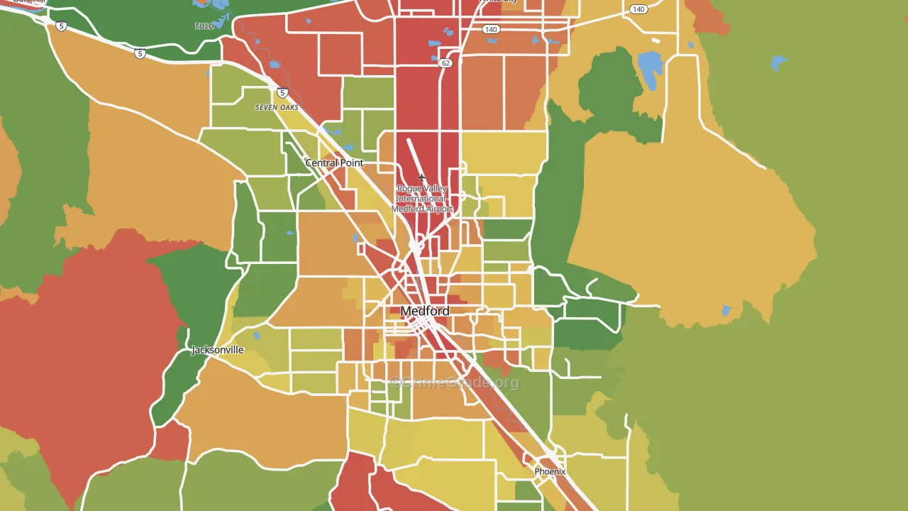 Jackson County, OR Map of Assault Rates
