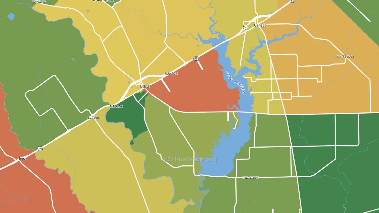 Jackson County, TX Map of Assault Rates
