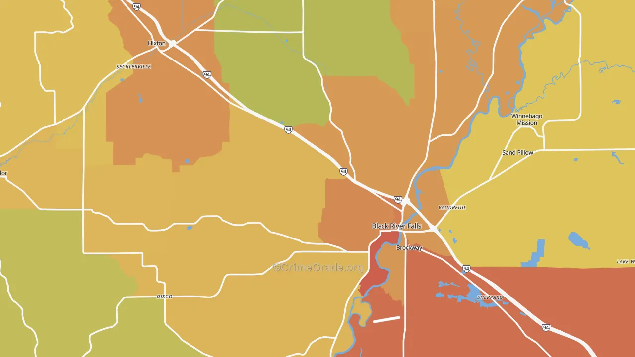 Jackson County, WI Map of Assault Rates