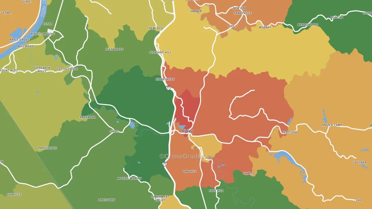 Jackson County, WV Map of Assault Rates