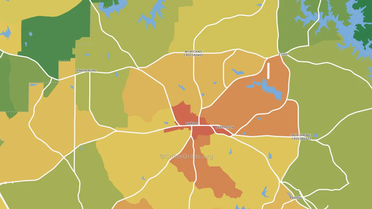 Jackson, GA Map of Assault Rates