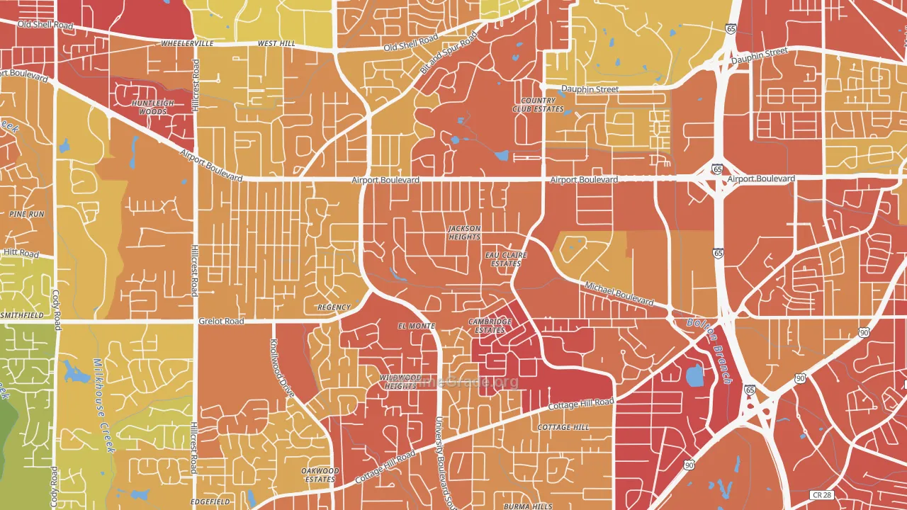 Jackson Heights, Mobile, AL Map of Assault Rates
