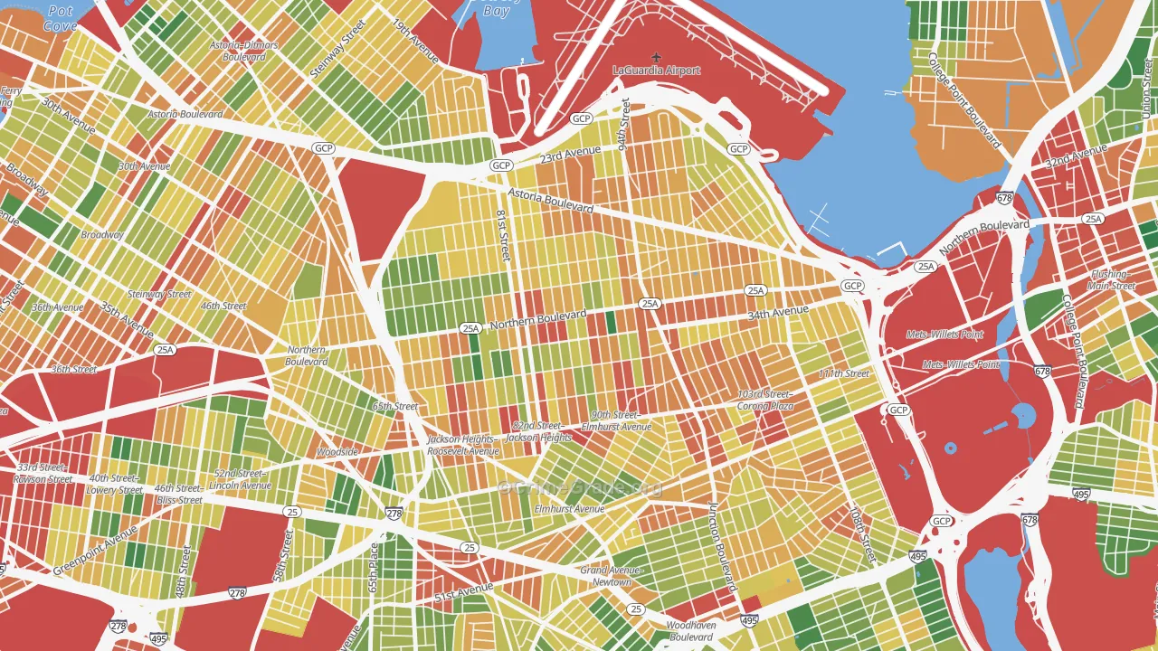 Jackson Heights-ny, Queens, NY Map of Assault Rates