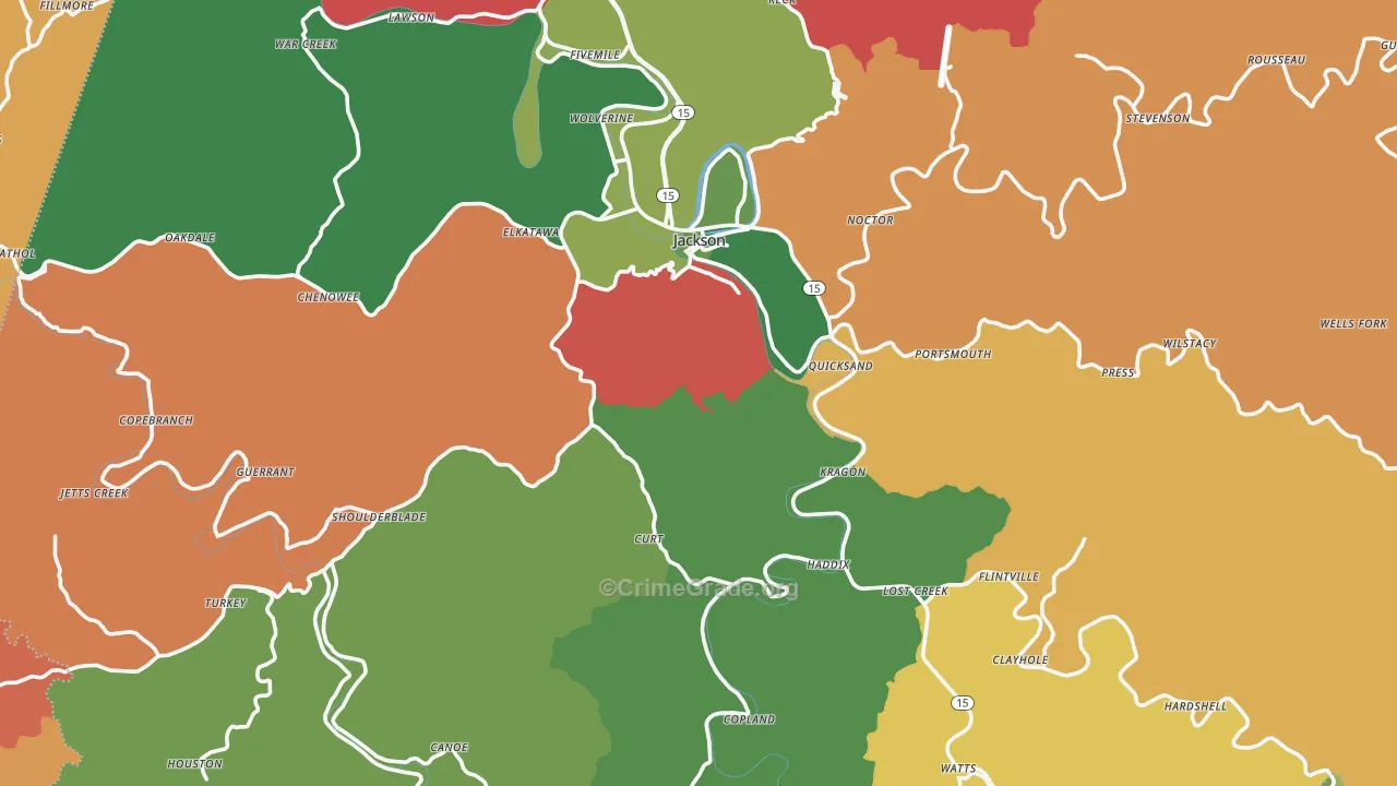 Jackson, KY Map of Assault Rates