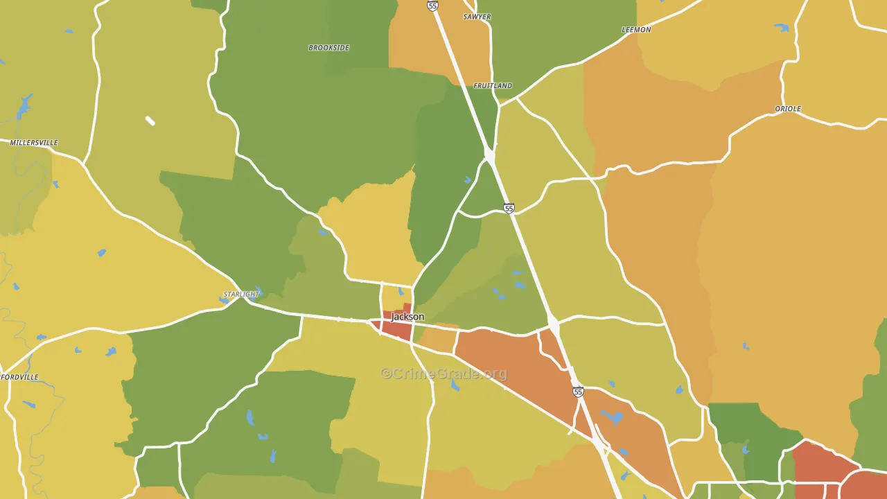 Jackson, MO Map of Assault Rates
