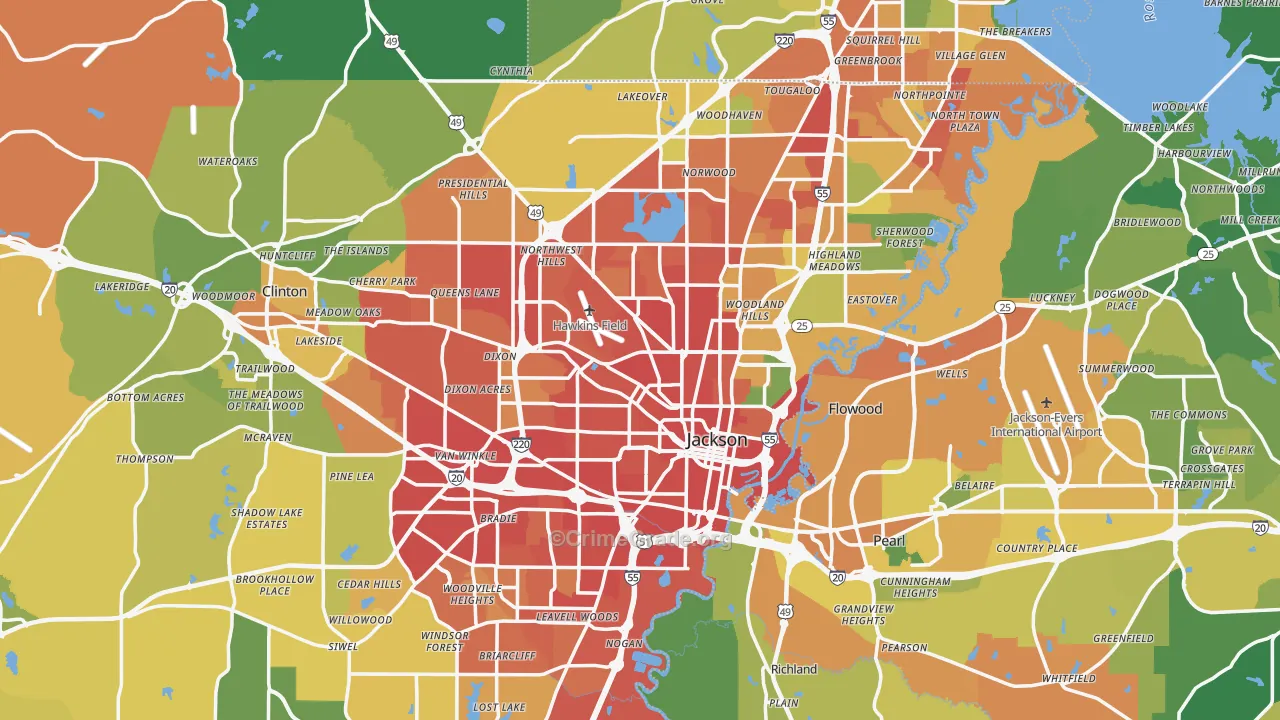 Jackson, MS Map of Assault Rates