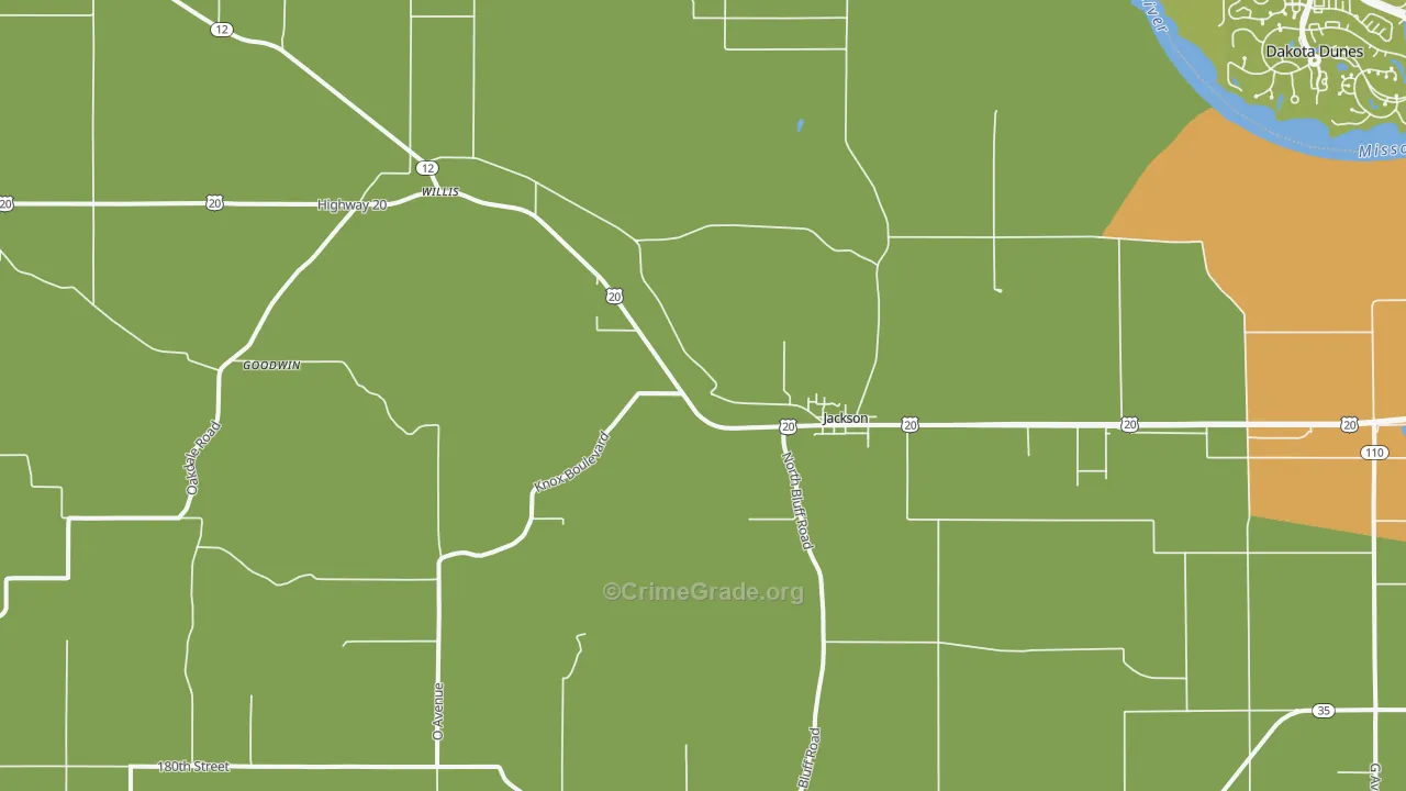 Jackson, NE Map of Assault Rates