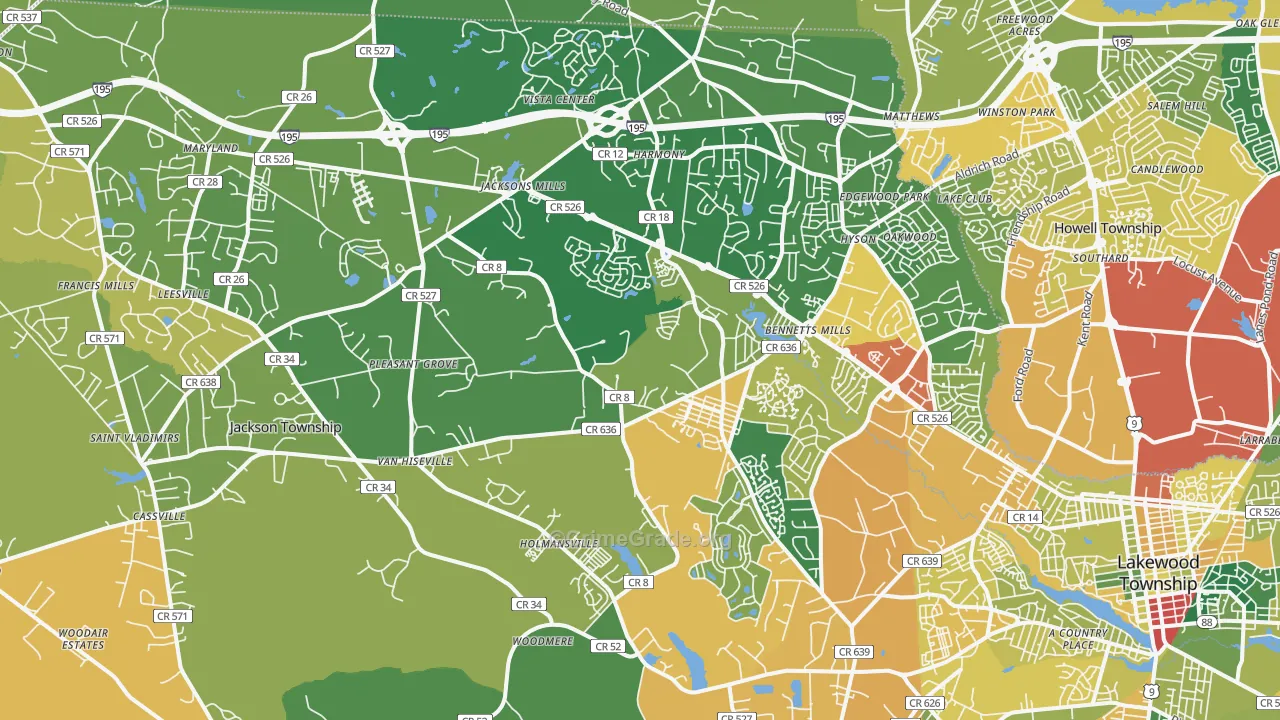 Jackson, NJ Map of Assault Rates