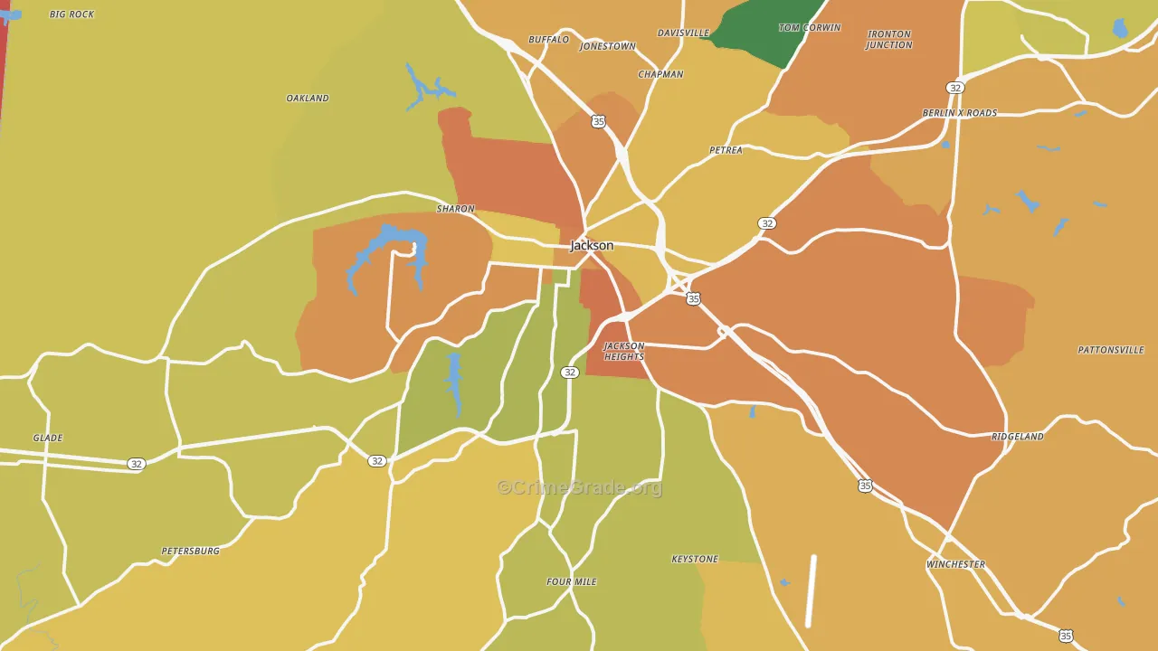 Jackson, OH Map of Assault Rates