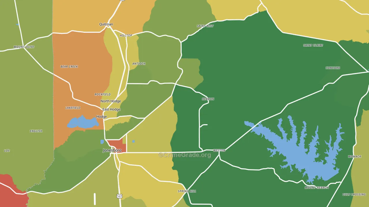 Jackson Parish, LA Map of Assault Rates